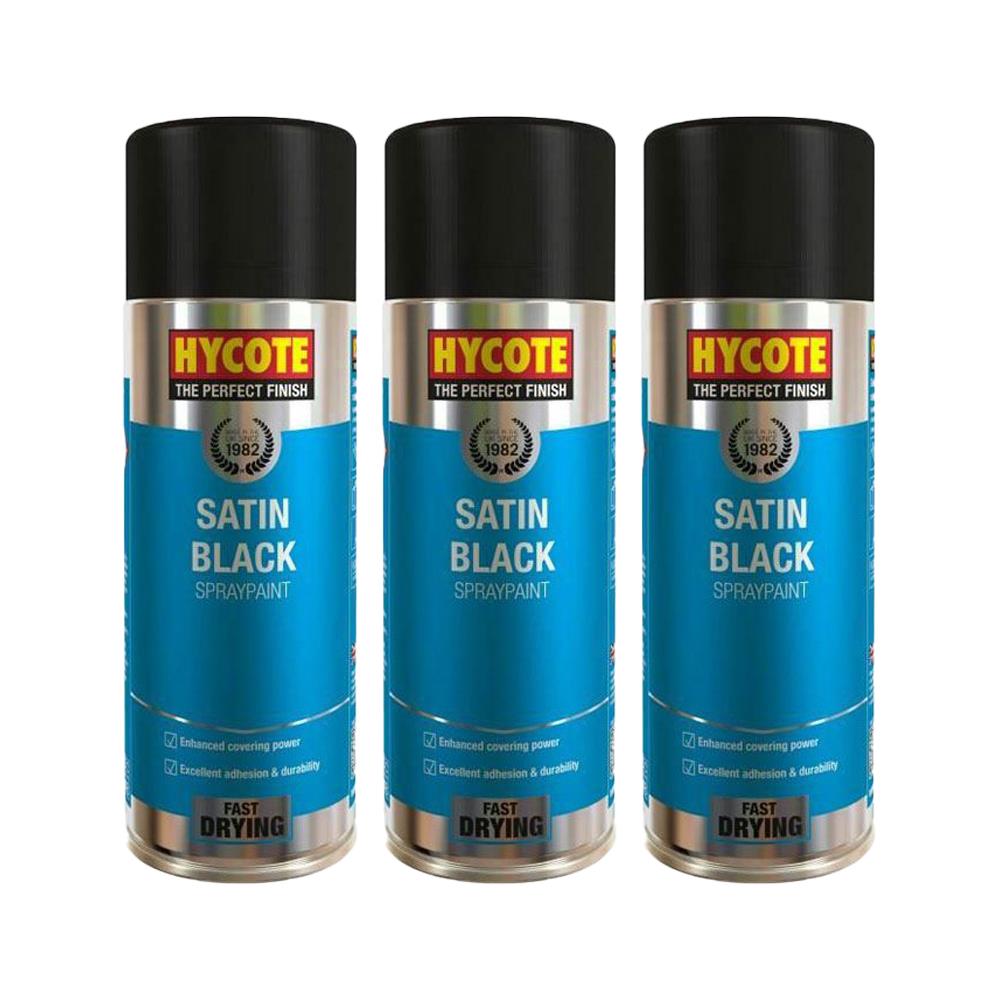 3X Hycote Satin Black Spray Paint 400ml Spray Paint