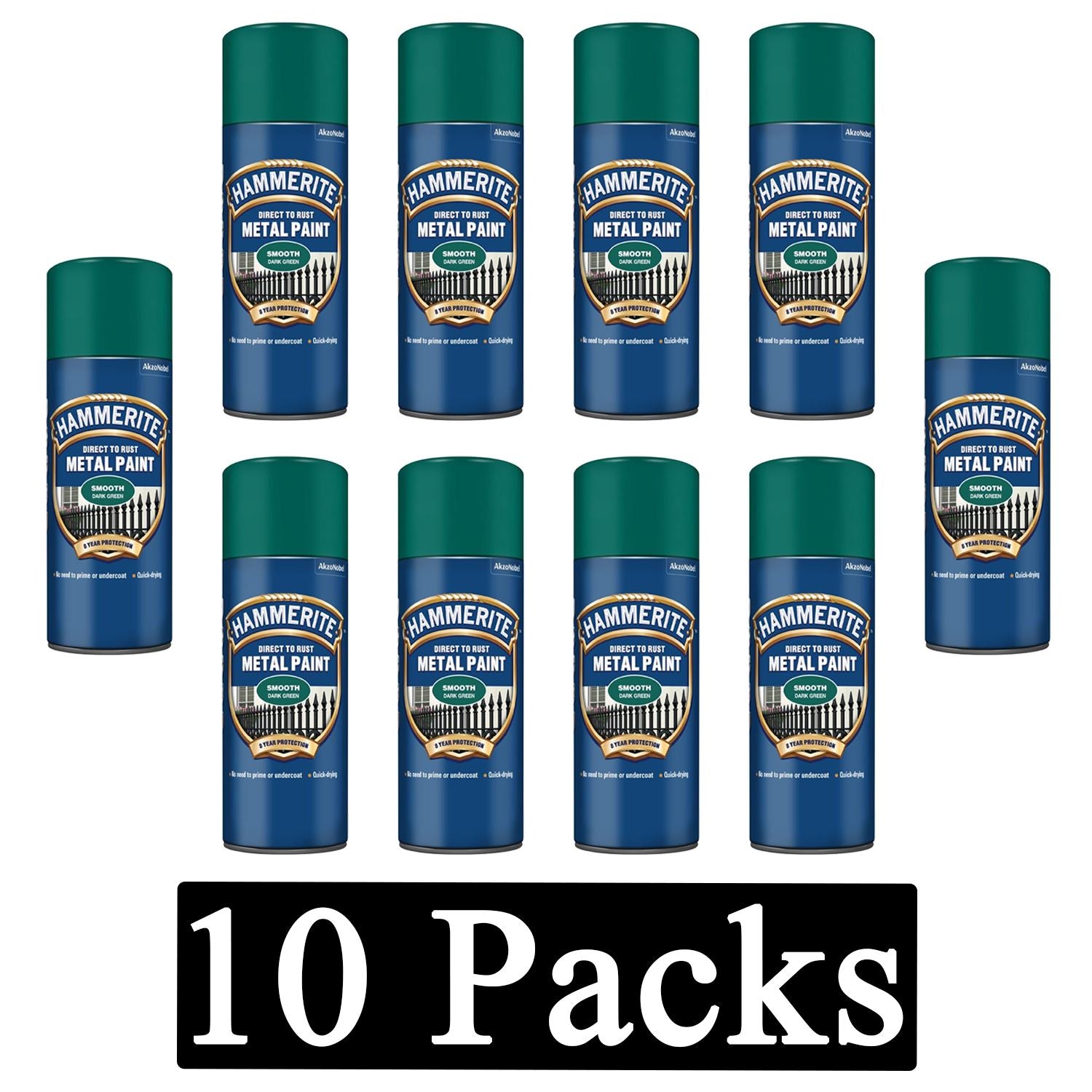 10X Hammerite Smooth Dark Green Spray Paint 400ml Spray Paint