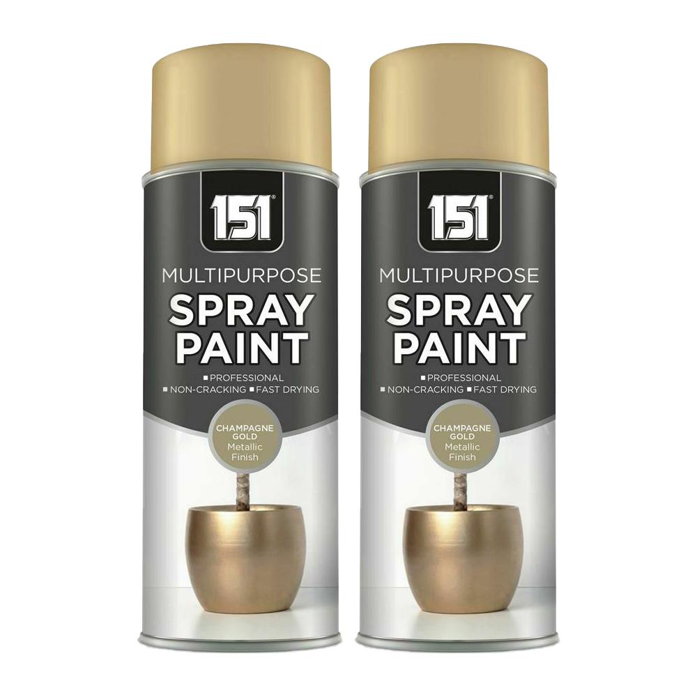 2X 151 Champagne Gold Metallic Gloss Spray Paint 400ml Spray Paint