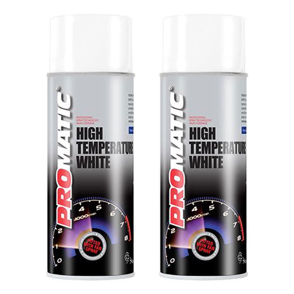 2X Promatic White High Temperature Spray Paint 400ml Spray Paint