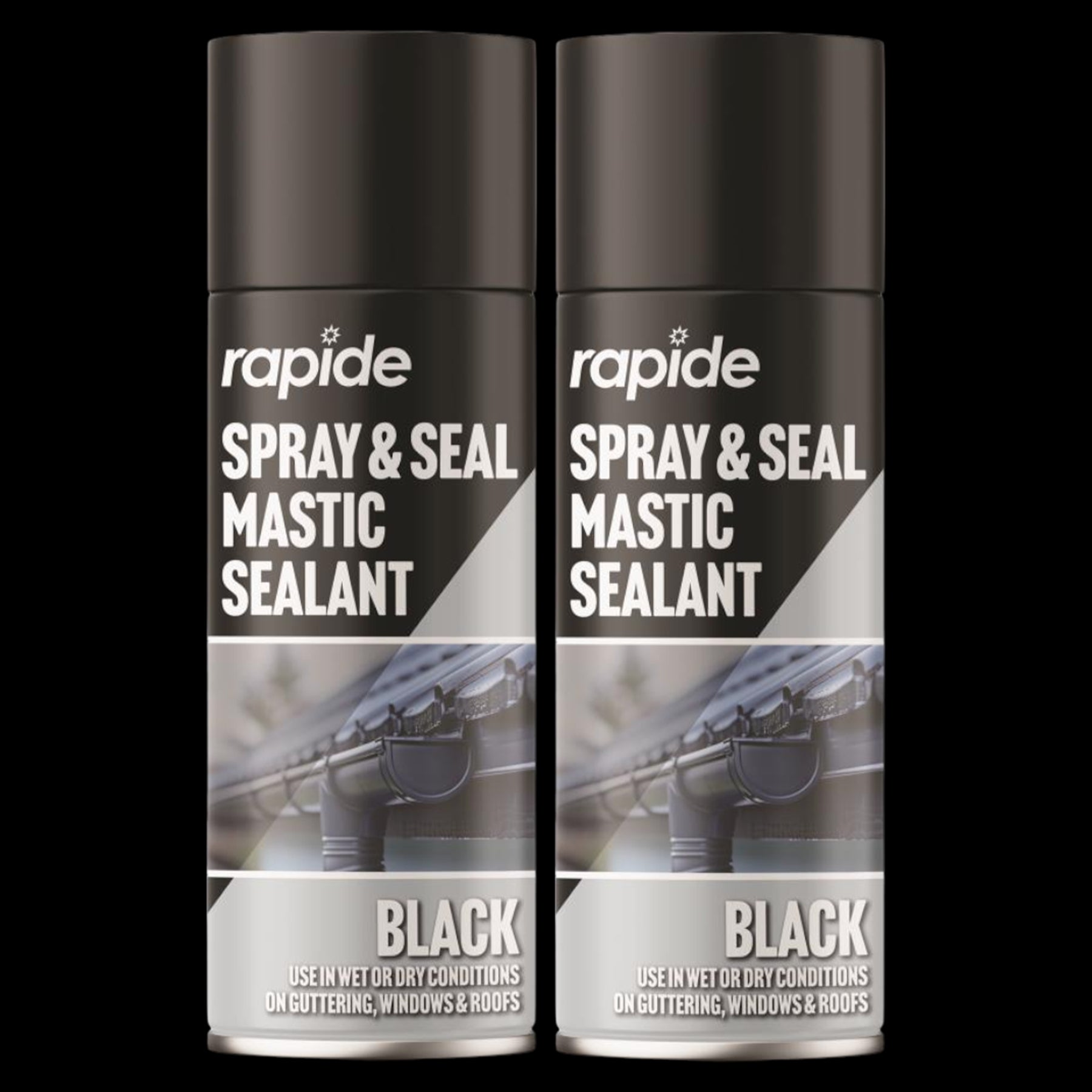 2X Rapide Spray And Seal 400ml Black Sealant