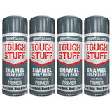 4X Paint Factory Tough Stuff Enamel Grey Primer 400ml Spray Paint