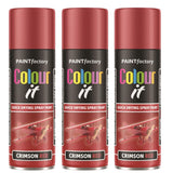 3X Paint Factory Crimson Red Gloss Spray Paint 250ml