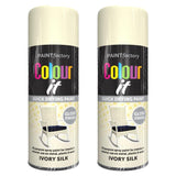 2X Paint Factory Ivory Silk Gloss Spray Paint 400ml Spray Paint