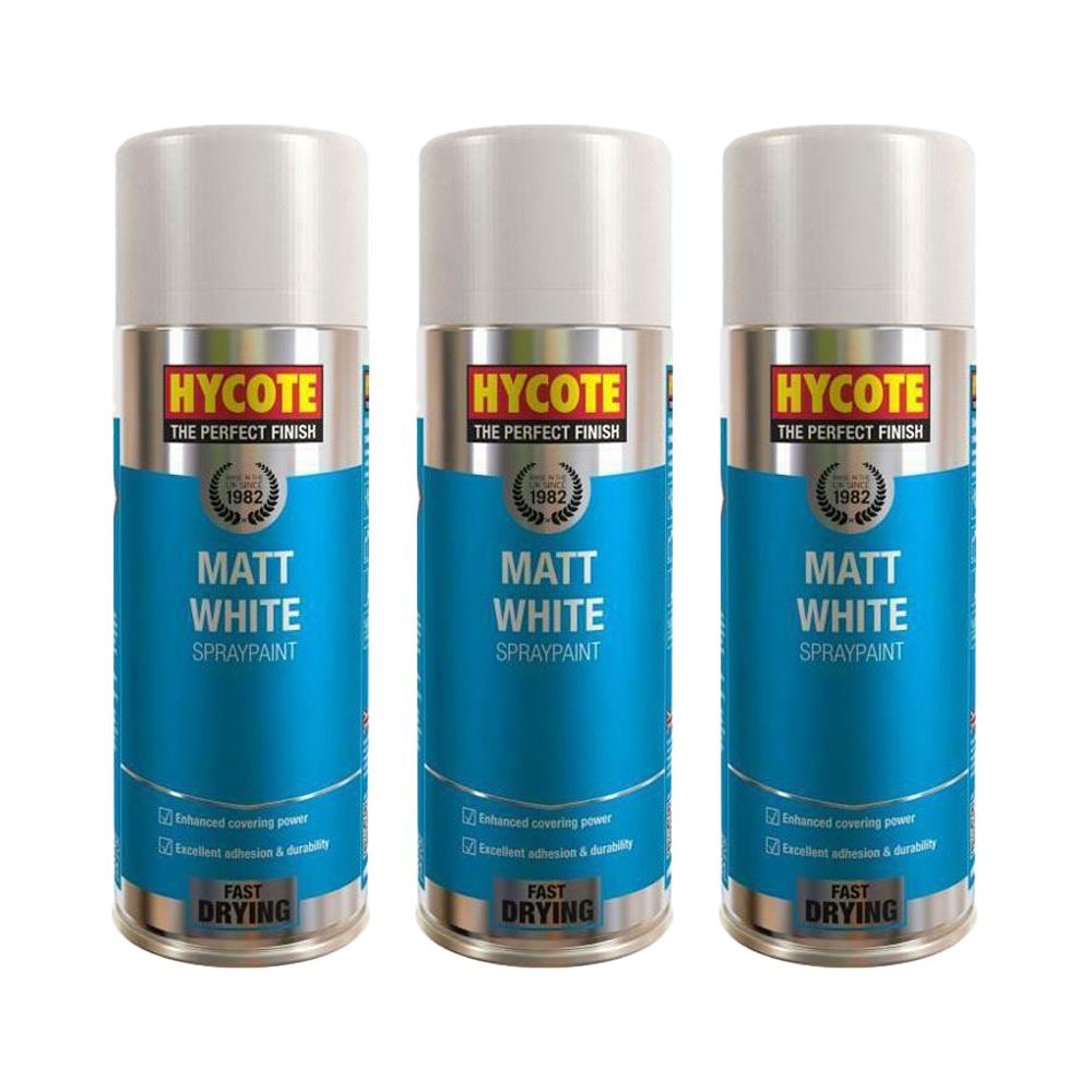 3X Hycote Matt White Spray Paint 400ml Spray Paint