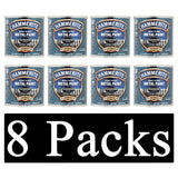 8X Hammerite Hammered Black Paint 250ml Tin Paint