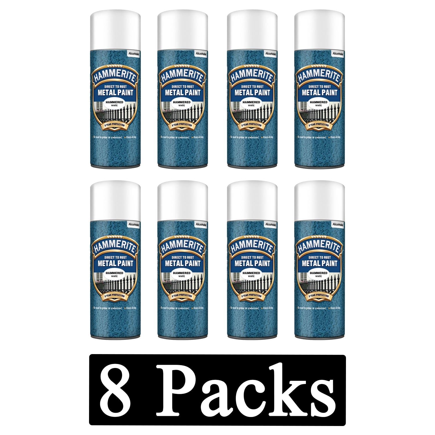8X Hammerite Hammered White Spray Paint 400ml Spray Paint