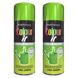2X Paint Factory Lime Green Gloss Spray Paint 400ml Spray Paint