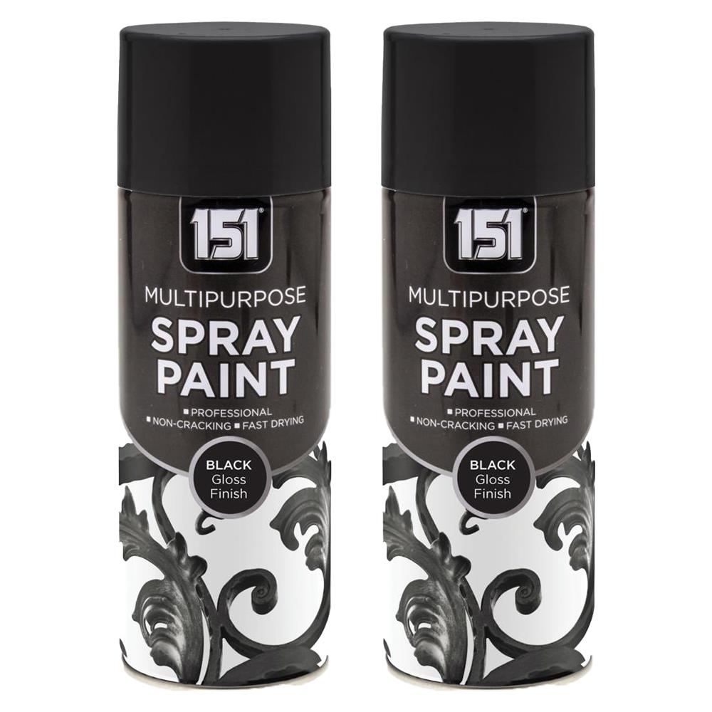 2X 151 Black Gloss Spray Paint 400ml Spray Paint