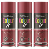 3X Paint Factory Cherry Red Gloss Spray Paint 400ml