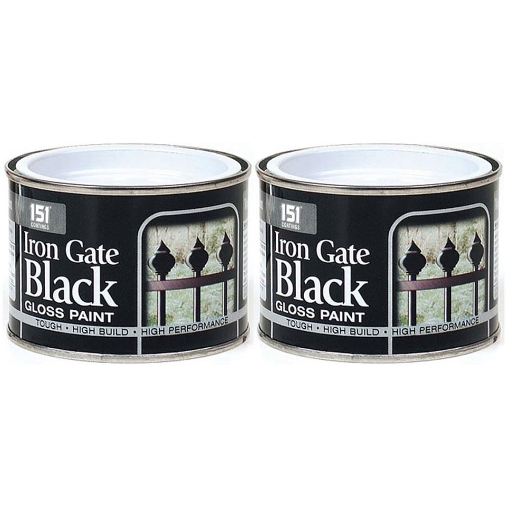 2X Iron Gate Black Gloss Paint Tin 180ml Tin Paint