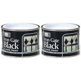 2X Iron Gate Black Gloss Paint Tin 180ml Tin Paint