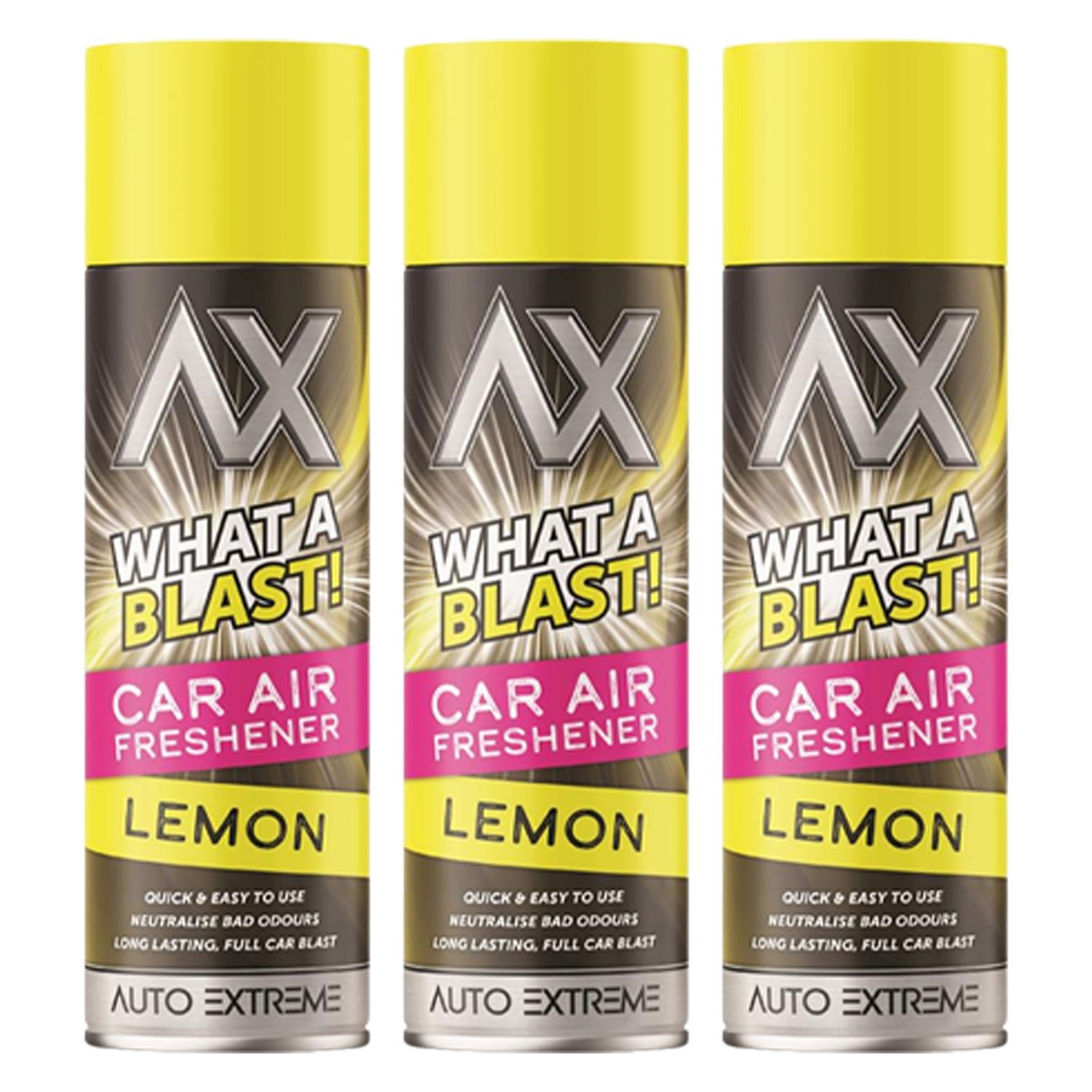 3X - What A Blast! Lemon Car Air Freshener Spray 500ml Car Air Freshener