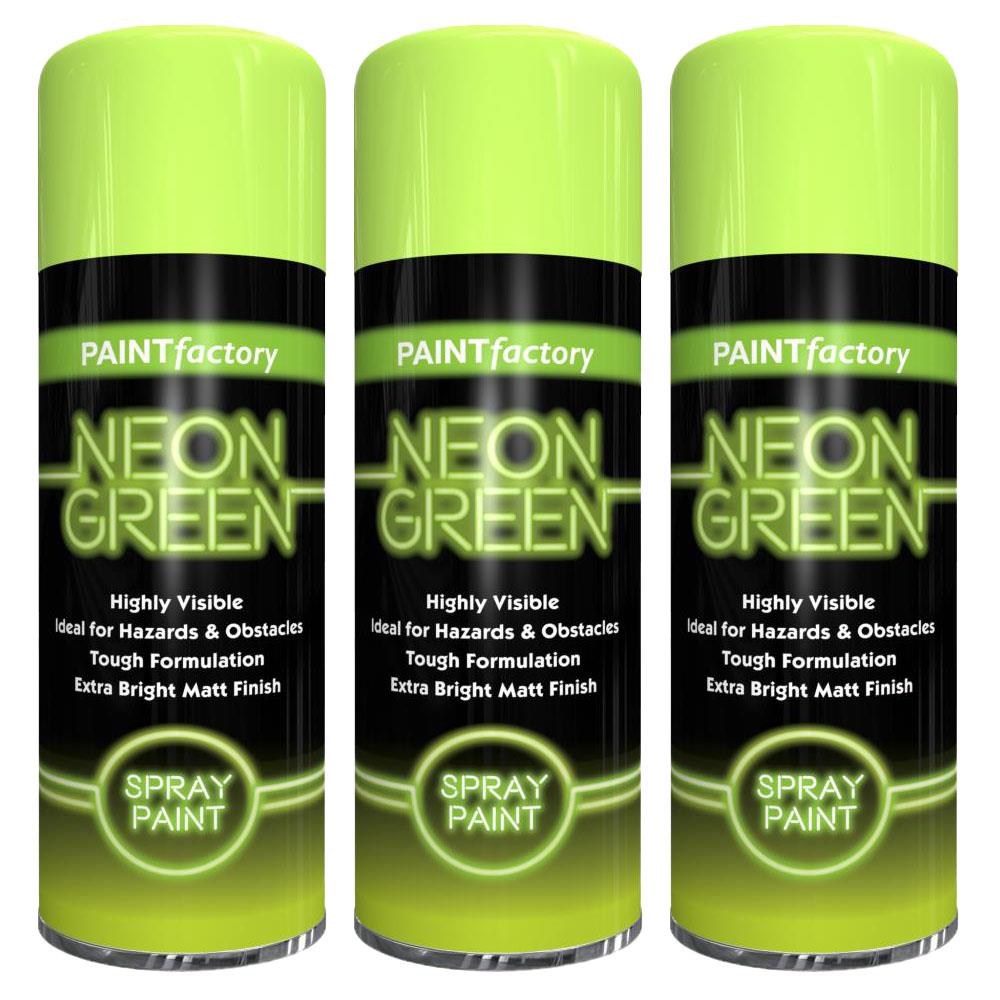 3X Paint Factory Fluorescent Neon Green Spray Paint 200ml Spray Paint