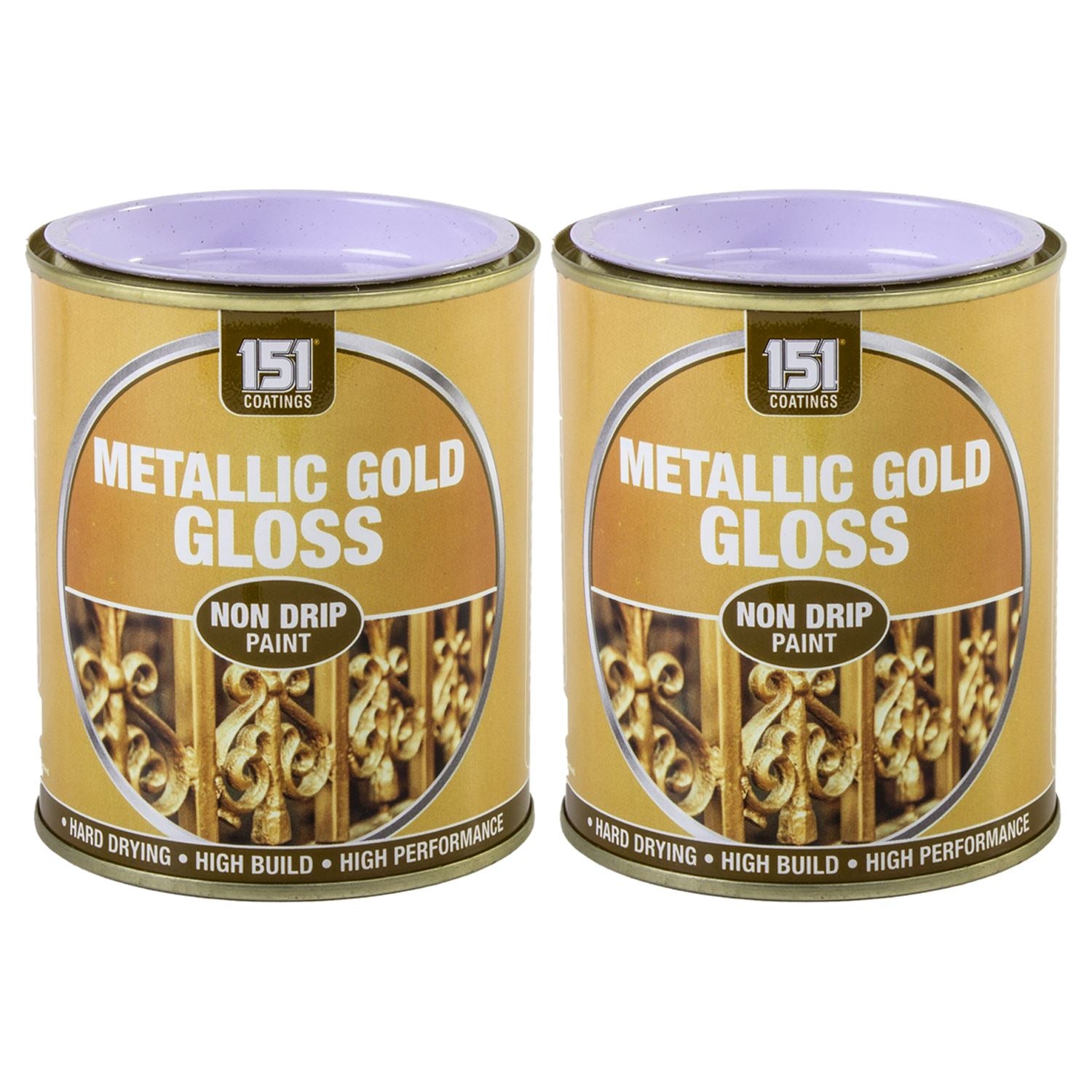 2X Metallic Gold Gloss Non-Drip Paint 300ml Tin Paint