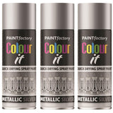 3X Paint Factory Metallic Silver Spray Paint 200ml