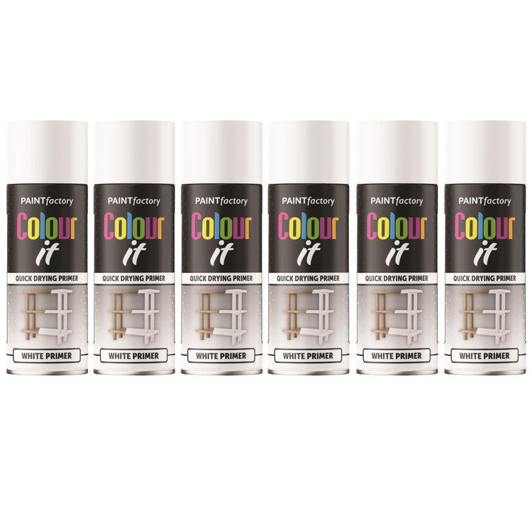 6X Paint Factory White Primer Spray Paint 400ml