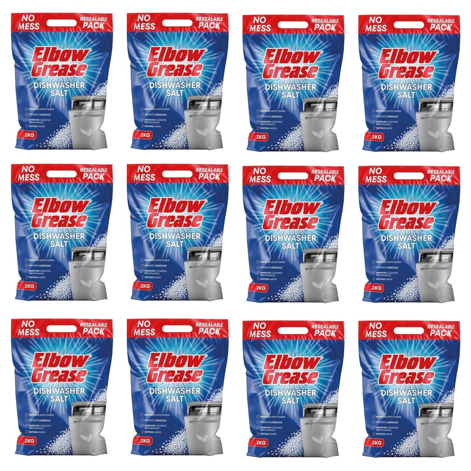 Elbow Grease Dishwasher Salt in 1.5kg packs for effective cleaning and dishwasher performance
