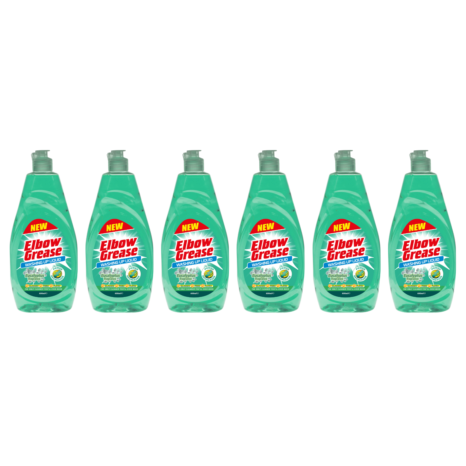 Pack of Elbow Grease washing up liquid eucalyptus bottles for effective dish cleaning