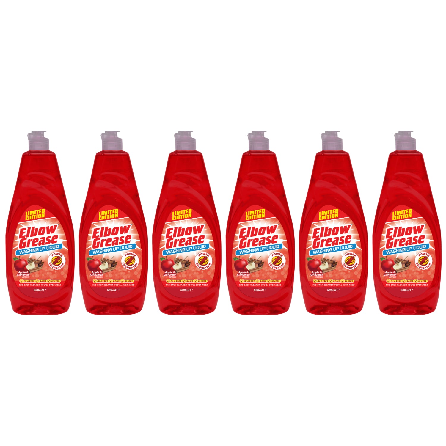 Elbow Grease washing up liquid multipack of six bottles for effective dish cleaning
