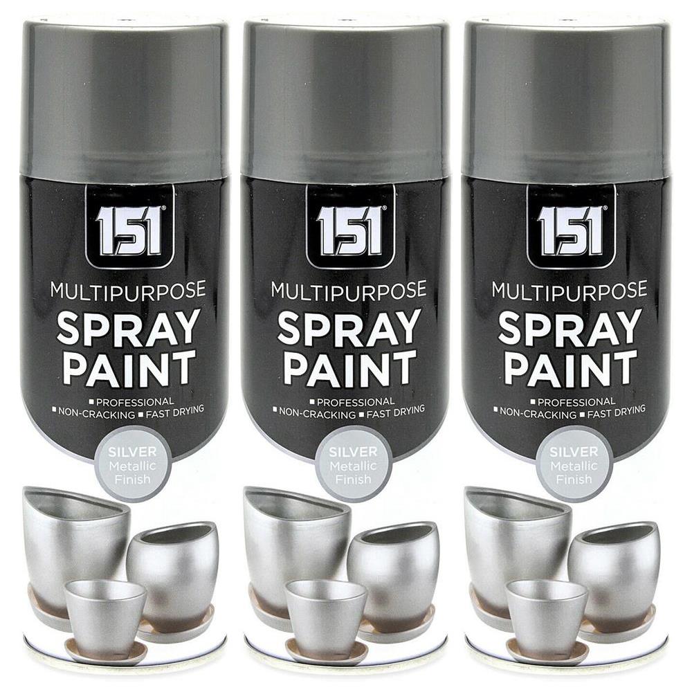 3X 151 Metallic Silver Spray Paint 400ml Spray Paint
