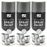 3X 151 Metallic Silver Spray Paint 400ml Spray Paint