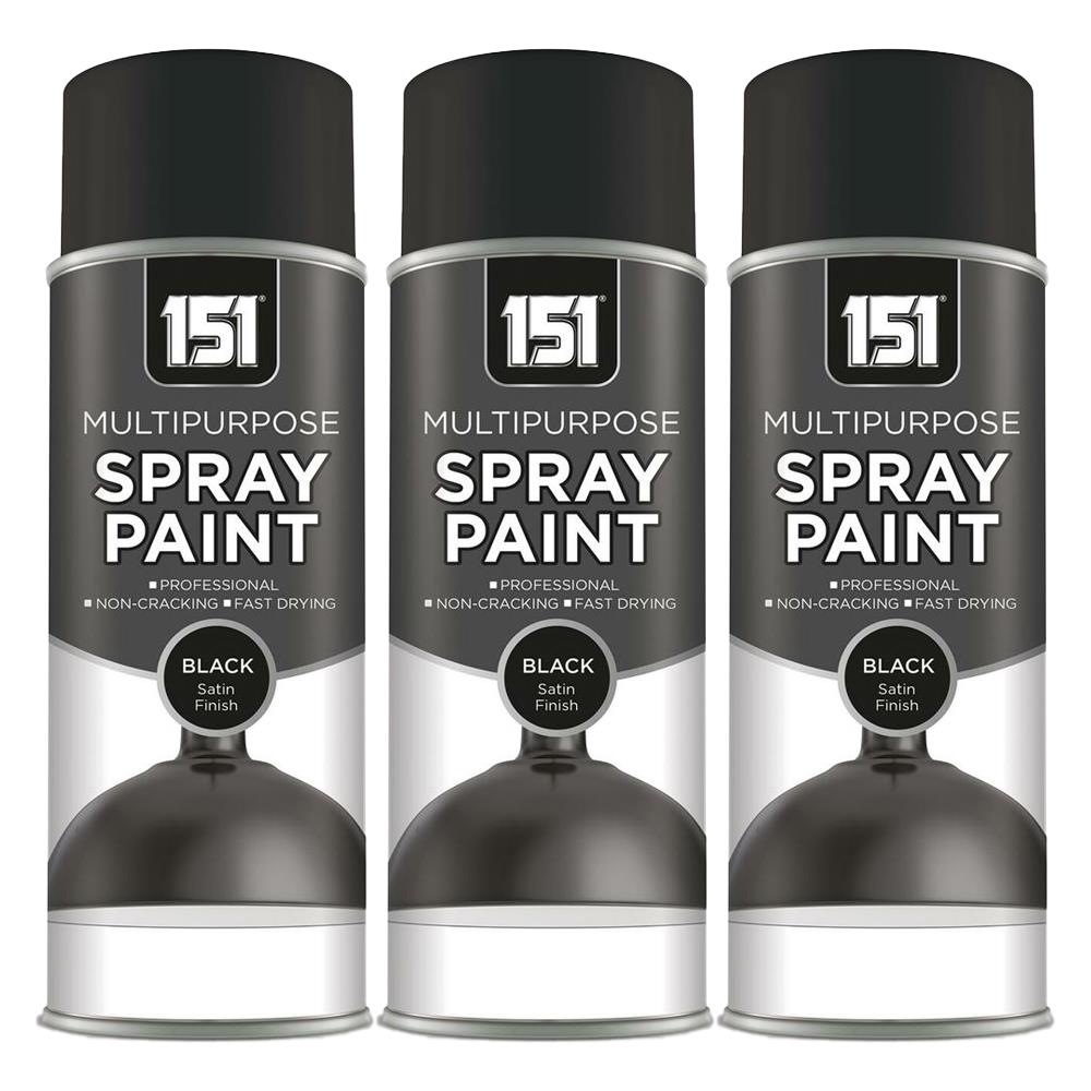 3X 151 Black Satin Spray Paint 400ml Spray Paint