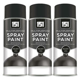 3X 151 Black Satin Spray Paint 400ml Spray Paint