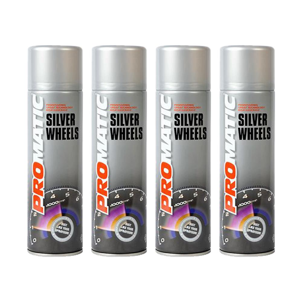 4X Promatic Wheel Silver Spray Paint 500ml Spray Paint