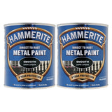2X Hammerite Smooth Dark Green Paint 750ml Tin Paint