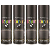 4X Paint Factory Black Matt Spray Paint 250ml