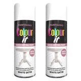 2X Paint Factory White Satin Spray Paint 400ml Spray Paint