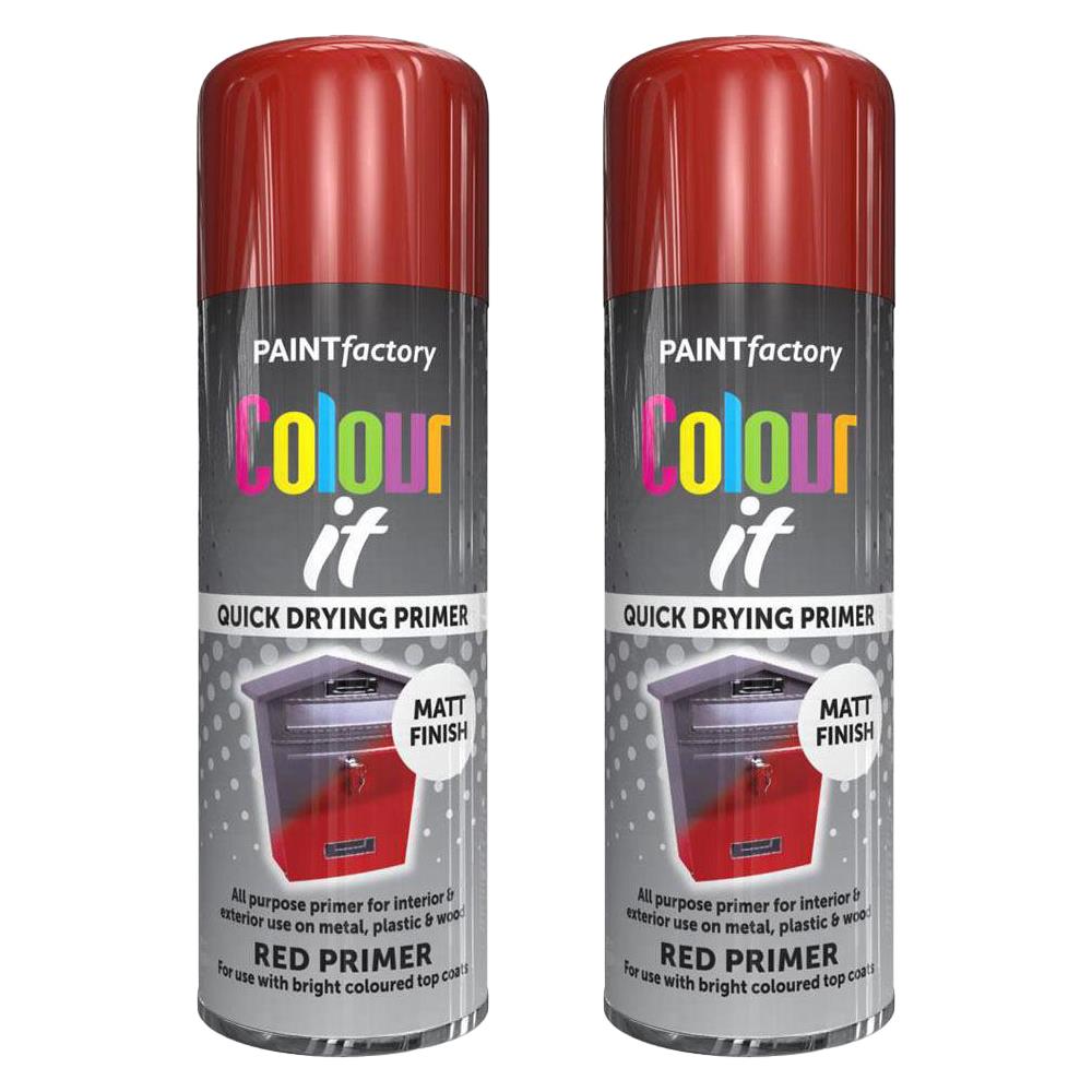 2X Paint Factory Red Primer Spray Paint 400ml Spray Paint