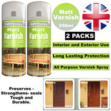 2X Clear Matt Varnish Spray 250ml Spray Paint