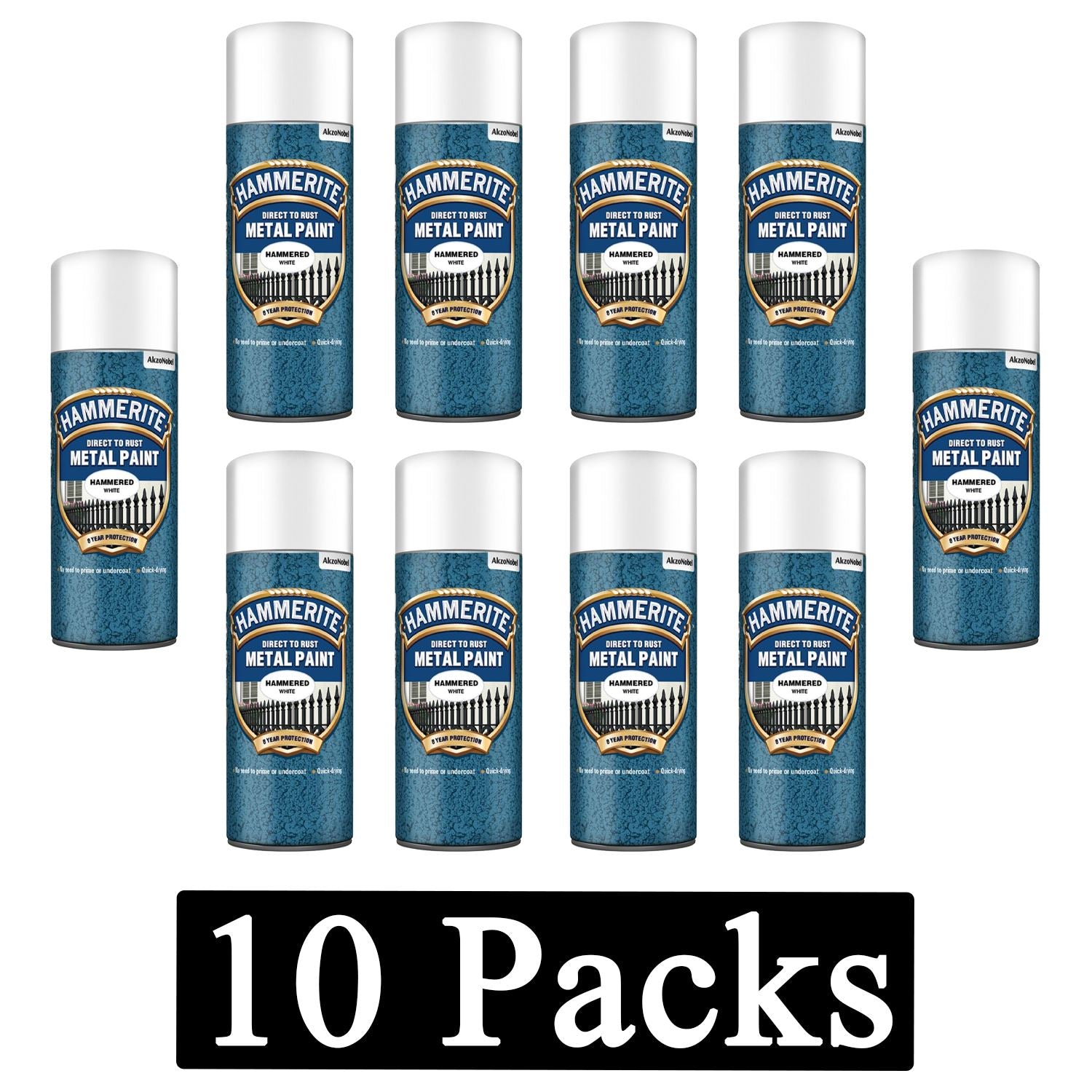 10X Hammerite Hammered White Spray Paint 400ml Spray Paint