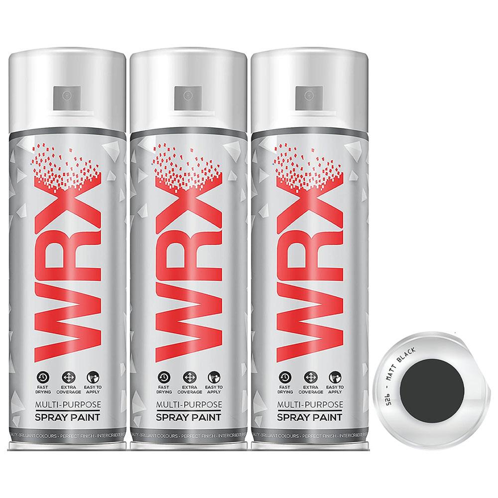 3X WRX Matt Black Spray Paint 400ml Spray Paint