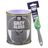 Grey Gloss Non-Drip Paint 300ml With 1" Paint Brush Tin Paint