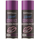 2X Paint Factory Purple Fluorescent Neon Spray Paint 200ml