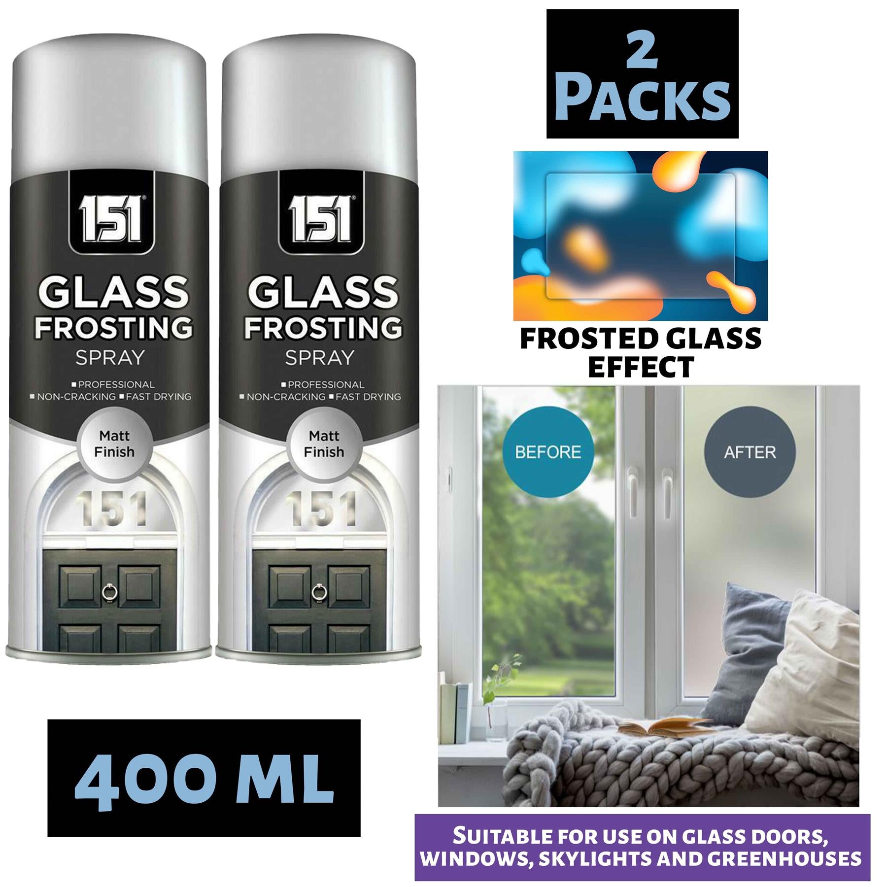 2X 151 Glass Frosting Spray 400ml Spray Paint