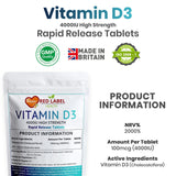 Vitamin D3 4000IU - 300 Tablets Vitamin D3