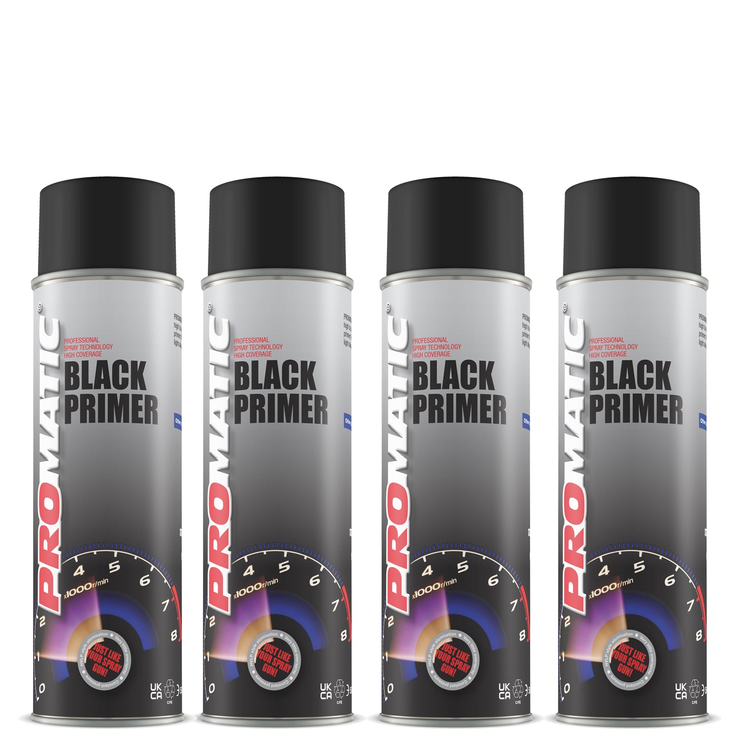4X Promatic Black Primer Spray 500ml Spray Paint