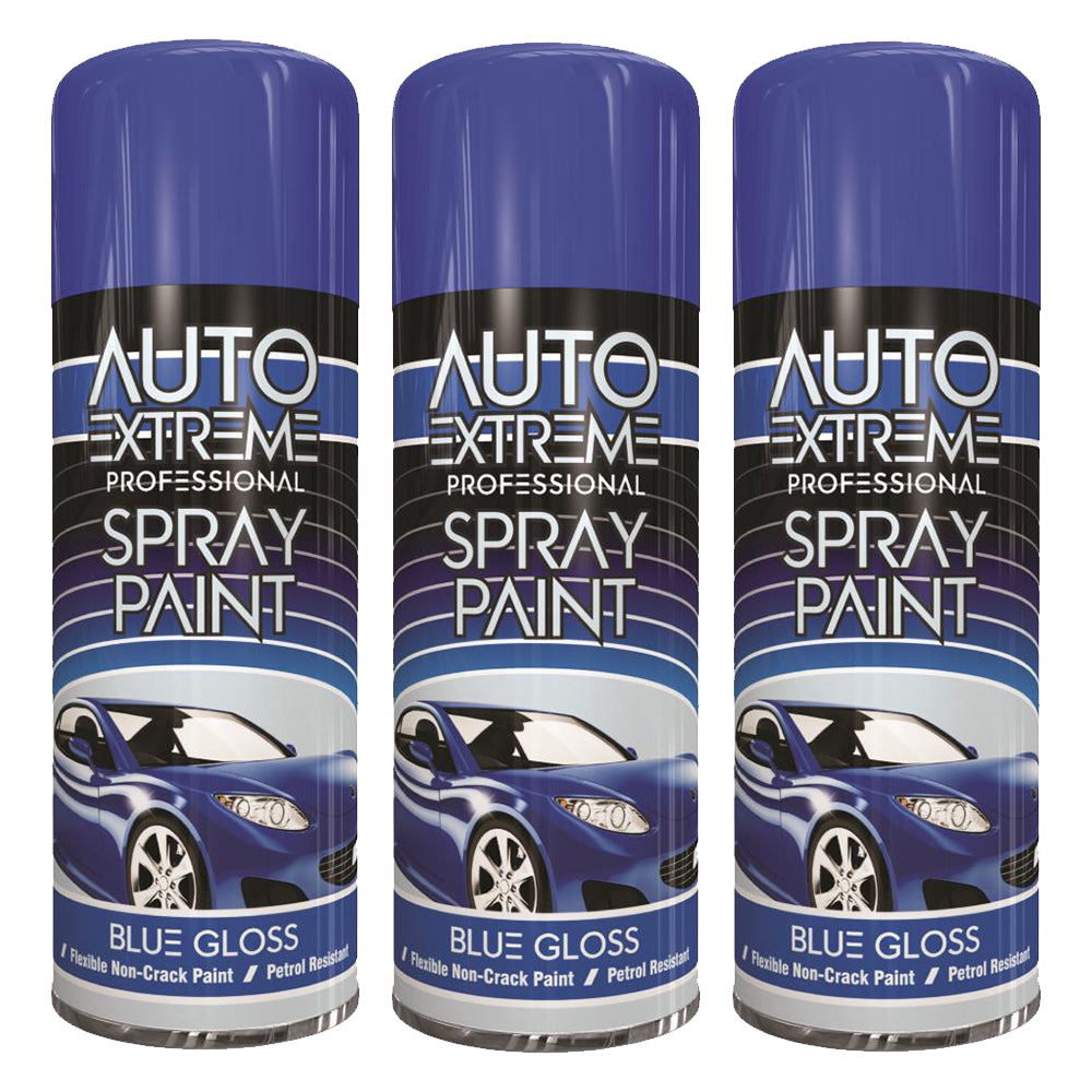3X Auto Extreme Blue Spray Paint 400ml Spray Paint