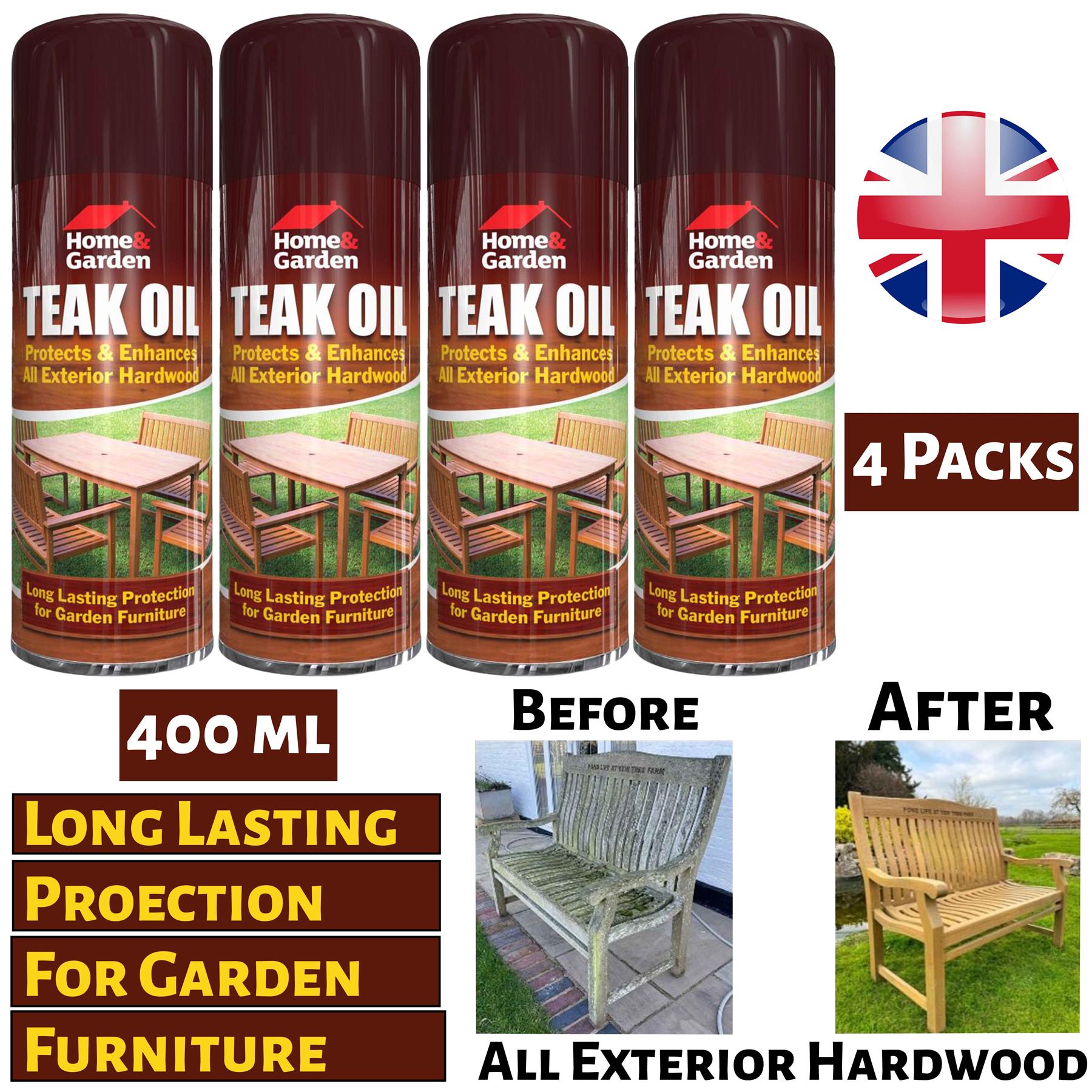 4X Home & Garden Teak Oil Spray 400ml Spray Paint