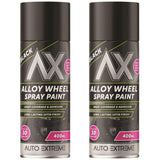 2X Auto Extreme Black Alloy Wheel Spray Paint 400ml