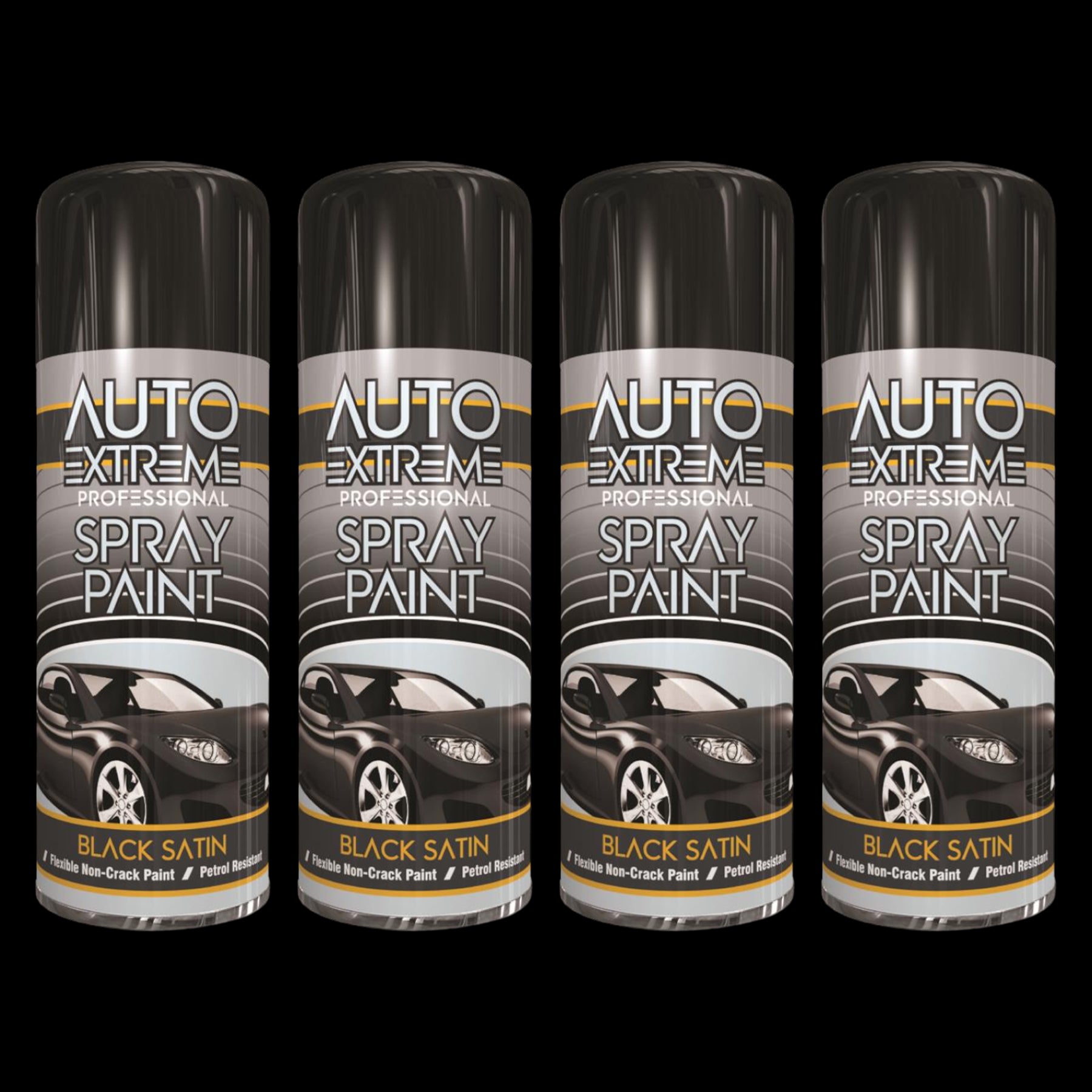4X Auto Extreme Pro Satin Black Spray Paint 400ml Spray Paint