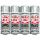 4X Paint Factory Tough Stuff Enamel Silver Gloss 400ml Spray Paint