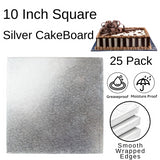 25 Boards - 10" Square Silver Double Thick Cards Cake Board