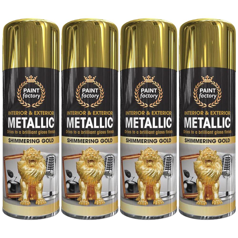 4X Paint Factory Gold Metallic Spray Paint 400ml Spray Paint