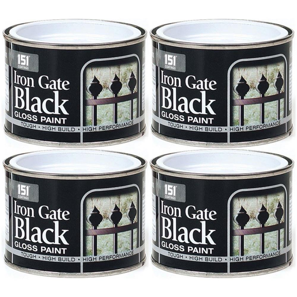 4X Iron Gate Black Gloss Paint Tin 180ml Tin Paint