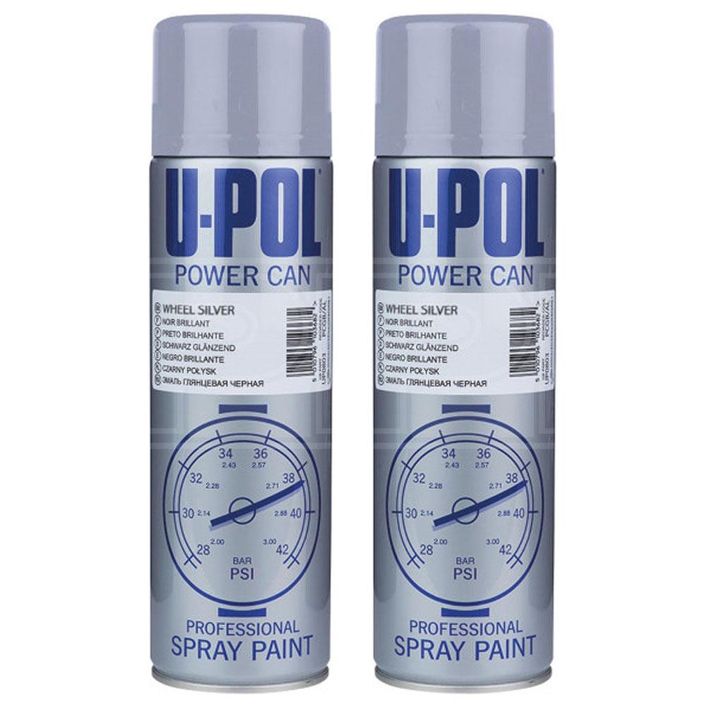 2X Upol Power Can Alloy Wheel Silver Aerosol Spray 500ml Spray Paint